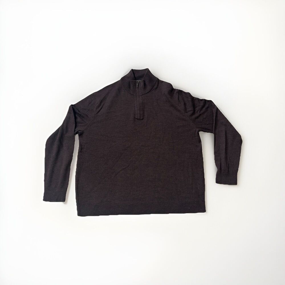 Banana Republic Merino Wool Sweater Men’s XL Brown Quarter Zip Pullover Preppy